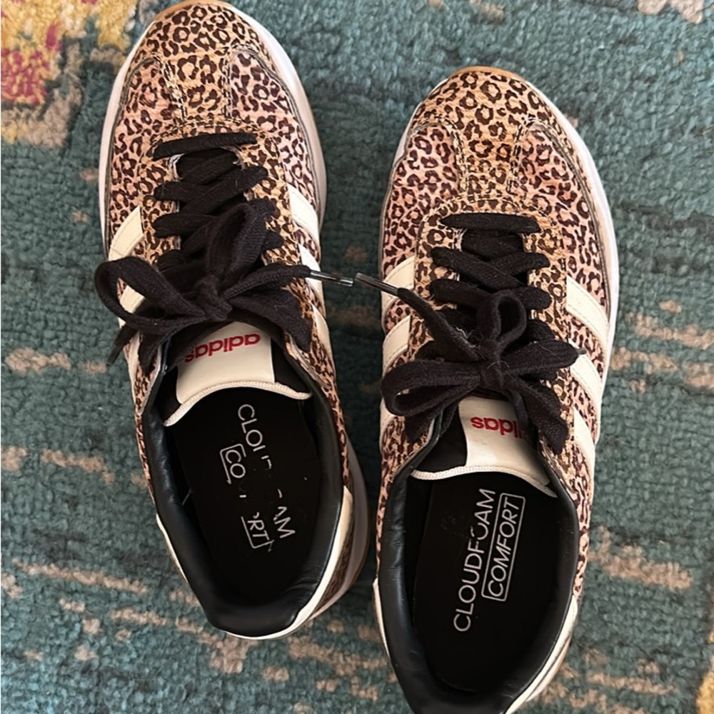 Adidas Run 70s 2.0 Retro Sneaker in a leopard print design 8.5
